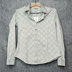 NWT Dover‎ Saddlery Women's Anza Long Sleeve Shirt in Silver Damask- Sz S